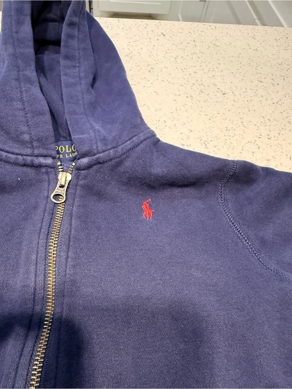Ralph Lauren Navy Zip Front Hoodie with Red Logo